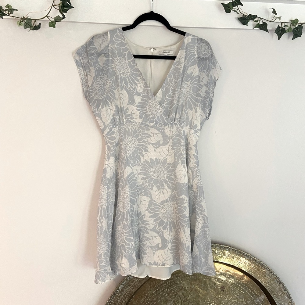 Madewell Light Blue Sunflower Mini Dress